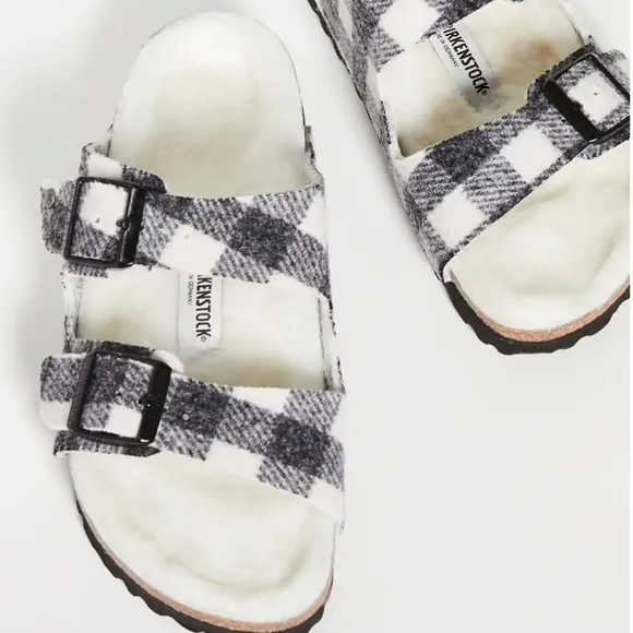 Birkenstock Men’s Shearling Plaid Sandals