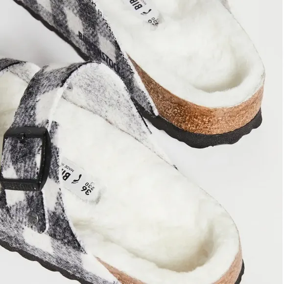 Birkenstock Men’s Shearling Plaid Sandals