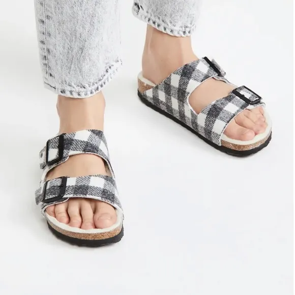 Birkenstock Men’s Shearling Plaid Sandals