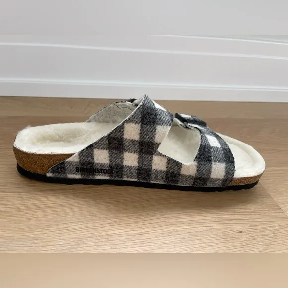 Birkenstock Men’s Shearling Plaid Sandals