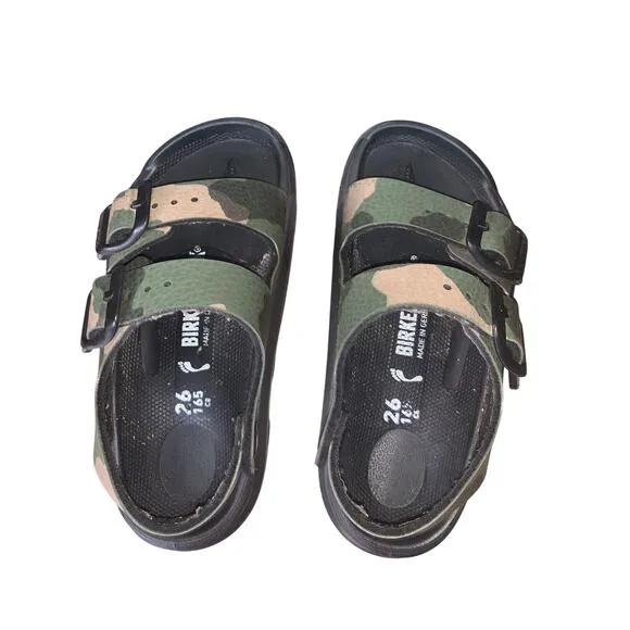 Birkenstock Milano Mogami Camo Black Sandals kid size 26/ 8-8.5 US