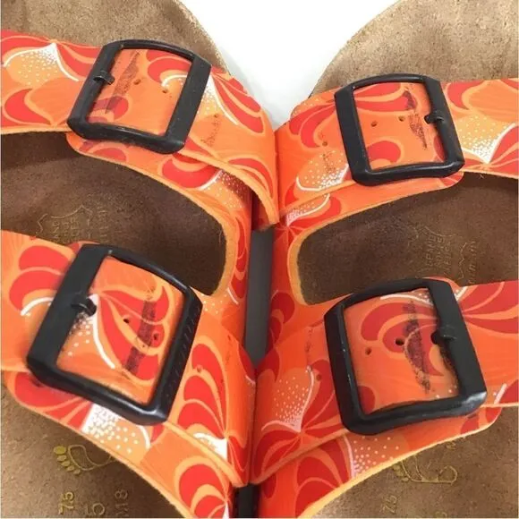 Birkenstock Orange Papillio Arizona Slide Sandals Unisex Size Ladies 10 Men 8