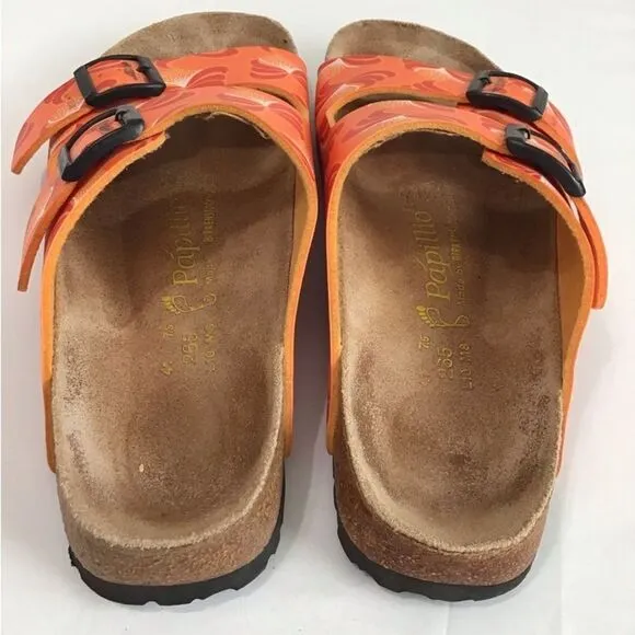 Birkenstock Orange Papillio Arizona Slide Sandals Unisex Size Ladies 10 Men 8