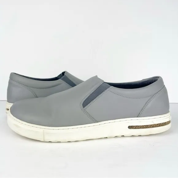 Birkenstock Oswego Gray Leather Slip On Sneakers Loafers Shoes