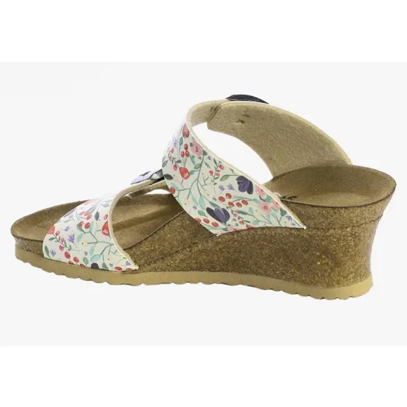 Birkenstock Papillio Dorothy Wedge Sandals Beige Meadow Floral Beige Sz 38/7