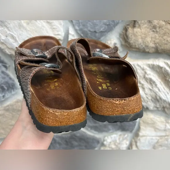 Birkenstock Papillio Sydney Sandals Womens 9 (40) Metallic Taupe Silver Slip On