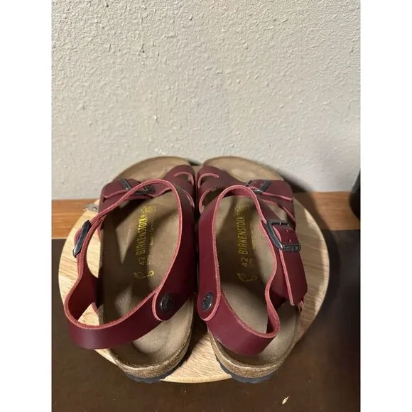 Birkenstock red Rio Sandals -‎ Size 42 Women Size 11 Mens 9  175$