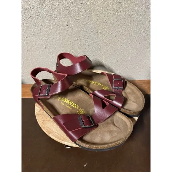 Birkenstock red Rio Sandals -‎ Size 42 Women Size 11 Mens 9  175$