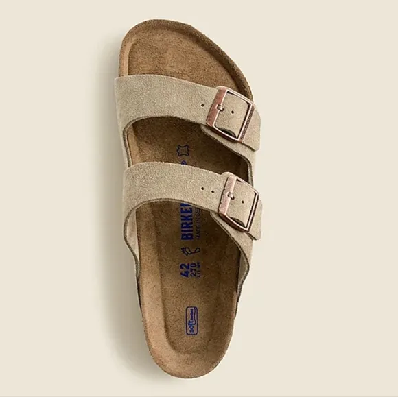 Birkenstock Unisex Arizona Soft Footbed Suede Leather, Color Taupe Sandals