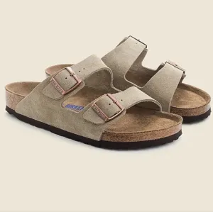 Birkenstock Unisex Arizona Soft Footbed Suede Leather, Color Taupe Sandals
