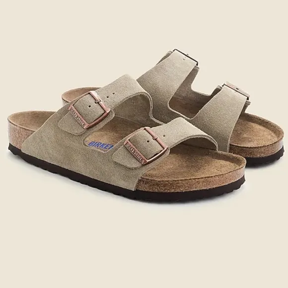Birkenstock Unisex Arizona Soft Footbed Suede Leather, Color Taupe Sandals
