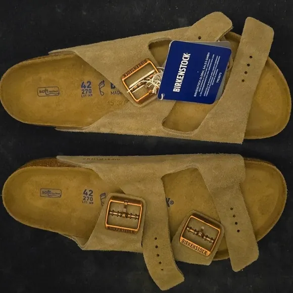 Birkenstock Unisex Arizona Soft Footbed Suede Leather, Color Taupe Sandals