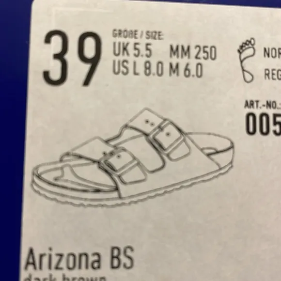 Birkenstock Women's Arizona Sandals. Dark Brown Birko-Flor. EU 39 W-8 M-6  NEW!
