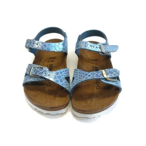 Birkenstock Youth Rio Kids Birko-Flor Sandals Blue EU 28 Girls US K 10 NARROW