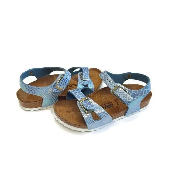 Birkenstock Youth Rio Kids Birko-Flor Sandals Blue EU 28 Girls US K 10 NARROW