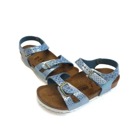 Birkenstock Youth Rio Kids Birko-Flor Sandals Blue EU 28 Girls US K 10 NARROW