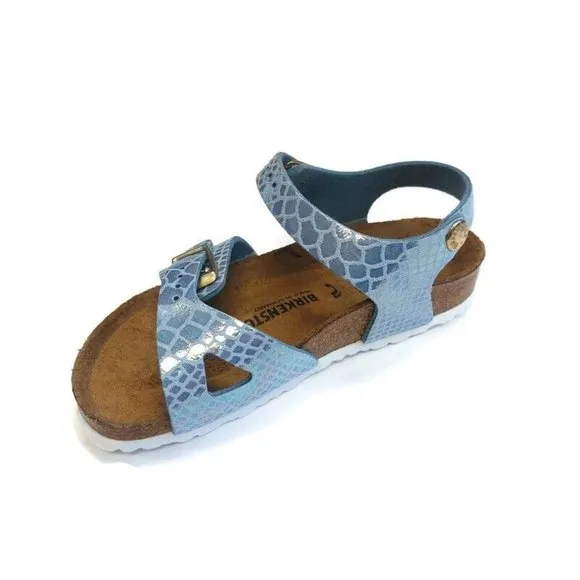 Birkenstock Youth Rio Kids Birko-Flor Sandals Blue EU 28 Girls US K 10 NARROW