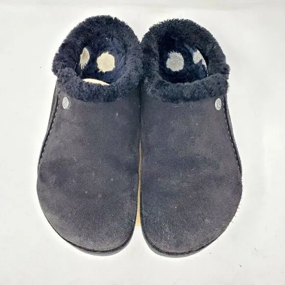 Birkenstock Zermatt Shearling Clogs 44 Mens 11 Black Suede Slip On Lined Shoes