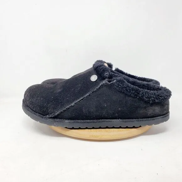 Birkenstock Zermatt Shearling Clogs 44 Mens 11 Black Suede Slip On Lined Shoes