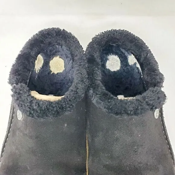 Birkenstock Zermatt Shearling Clogs 44 Mens 11 Black Suede Slip On Lined Shoes