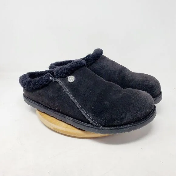 Birkenstock Zermatt Shearling Clogs 44 Mens 11 Black Suede Slip On Lined Shoes