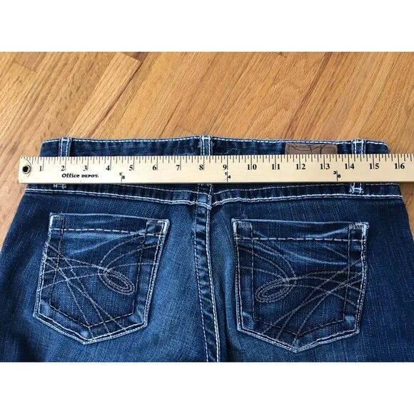 BKE Stella Straight Leg Cropped Jean Women 31 Blue Denim 5-Pocket Stretch Cotton