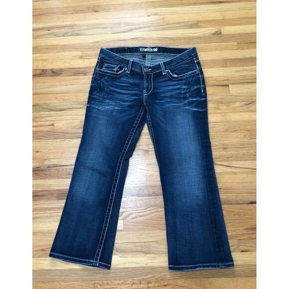 BKE Stella Straight Leg Cropped Jean Women 31 Blue Denim 5-Pocket Stretch Cotton