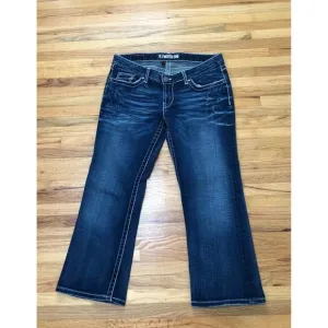 BKE Stella Straight Leg Cropped Jean Women 31 Blue Denim 5-Pocket Stretch Cotton