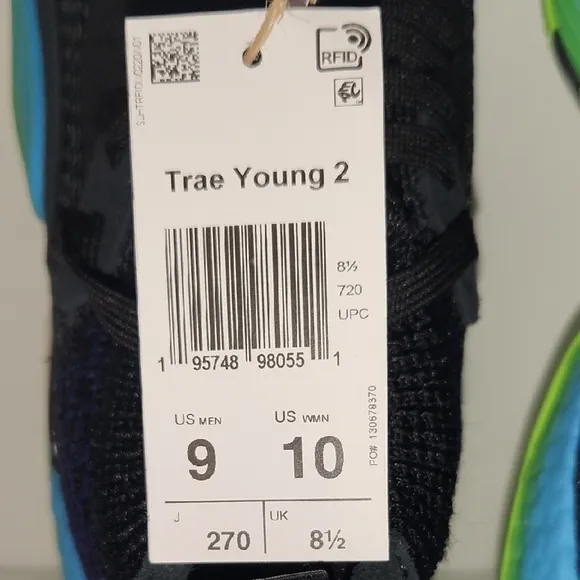 Black and Blue Athletic Sneakers with Neon Green Soles