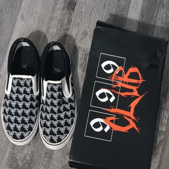 Black and White Slip-On Men Shoes