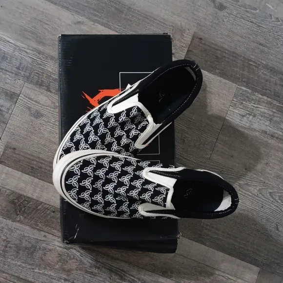 Black and White Slip-On Men Shoes