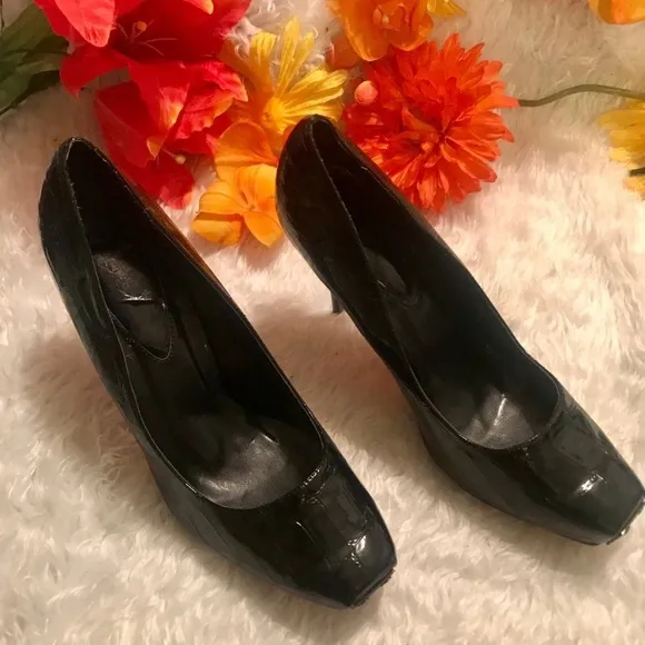 Black Patented &amp; Leather Heels
