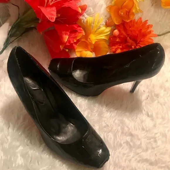 Black Patented &amp; Leather Heels