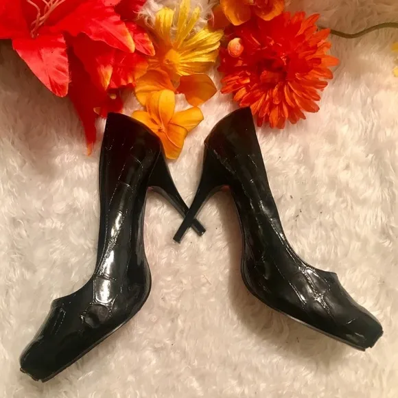 Black Patented &amp; Leather Heels