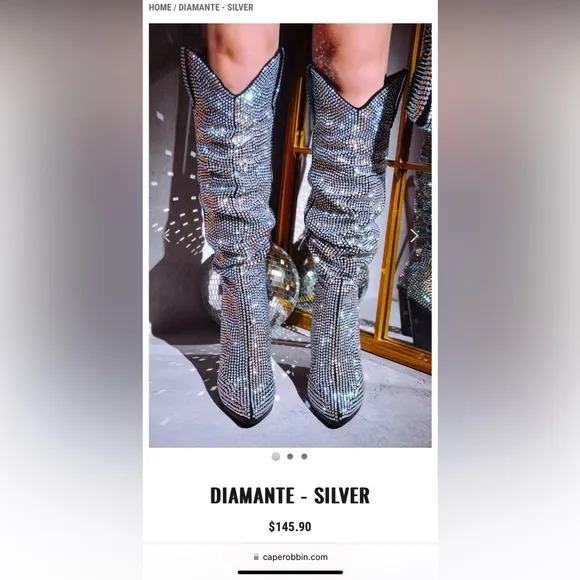 Black rhinestone boots