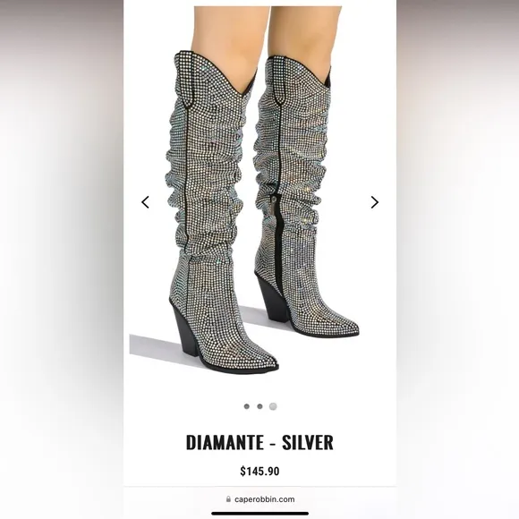 Black rhinestone boots