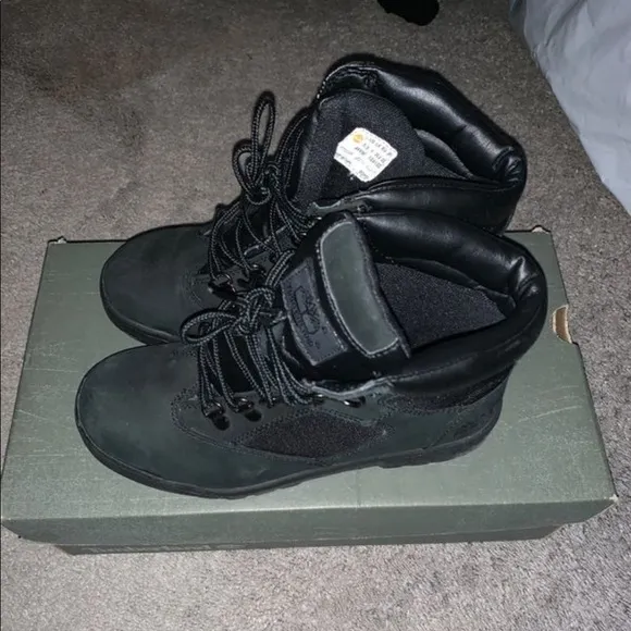Black timberland field boots