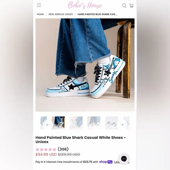 Blue Shoes Shark Print