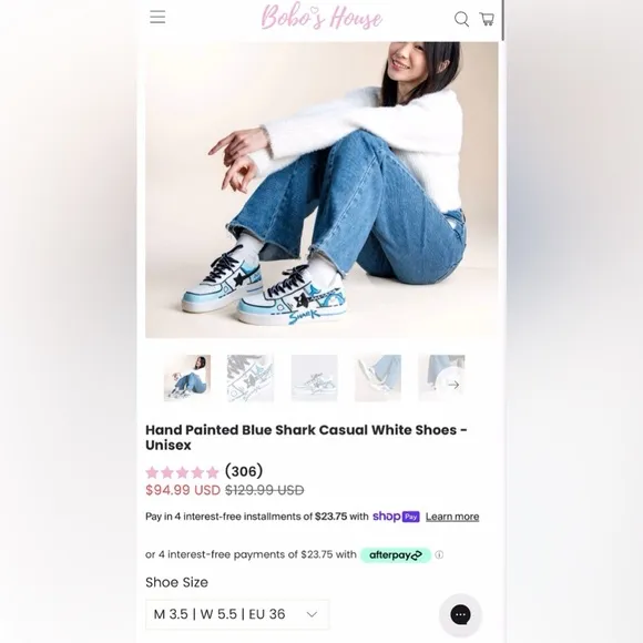 Blue Shoes Shark Print