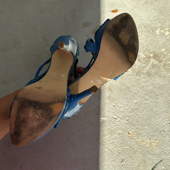 Blue Strappy Women's Heels - Snake Skin ALDO - Size 8 Heels