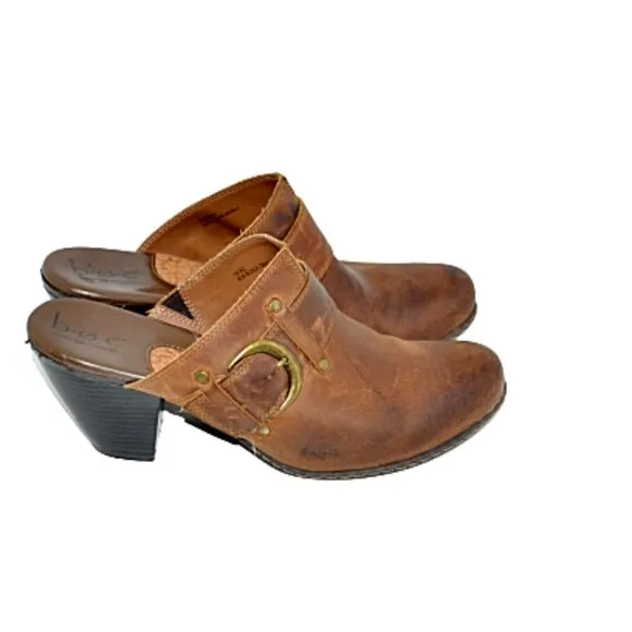 BOC Brown Oiled Leather Buckle Shooties Heels Booties Mules Boots Shoes Clogs 10