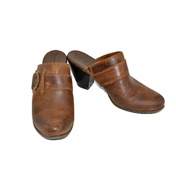 BOC Brown Oiled Leather Buckle Shooties Heels Booties Mules Boots Shoes Clogs 10