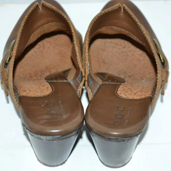 BOC Brown Oiled Leather Buckle Shooties Heels Booties Mules Boots Shoes Clogs 10