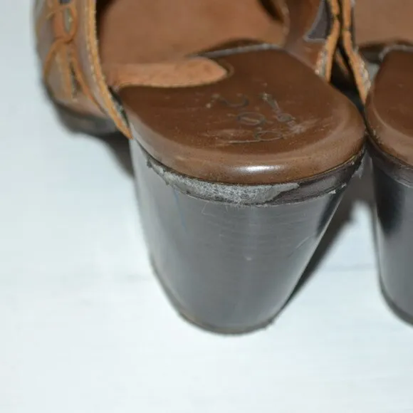 BOC Brown Oiled Leather Buckle Shooties Heels Booties Mules Boots Shoes Clogs 10