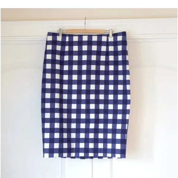 BODEN, &quot;THE RICHMOND PLUS&quot; size 12, Blue and White Checkered Pencil Skirt.