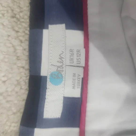 BODEN, &quot;THE RICHMOND PLUS&quot; size 12, Blue and White Checkered Pencil Skirt.