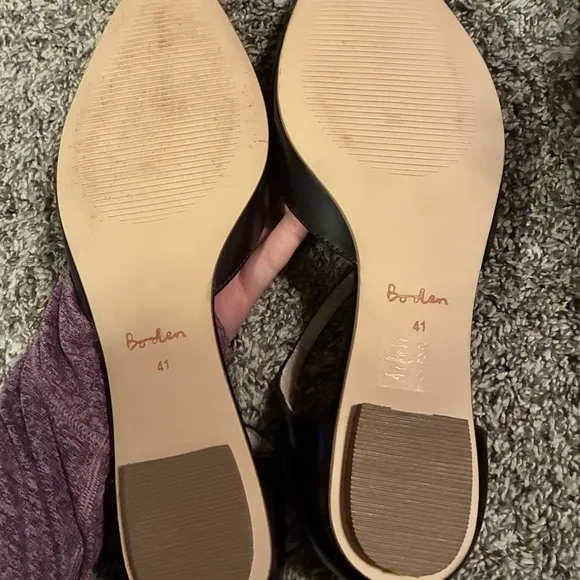 Boden Leather Point Toe Bar Flatts D’Orsay Neutral Dress Shoe EU 41 US 9.5 India