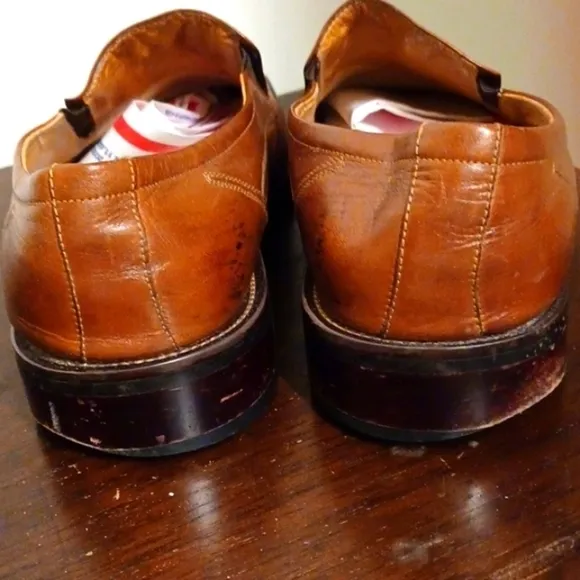 BORGESI Beverly Hills Collection Brown Leather Square Toe Dress Shoes, 9