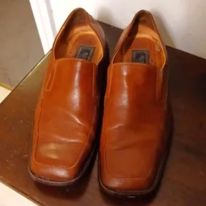 BORGESI Beverly Hills Collection Brown Leather Square Toe Dress Shoes, 9
