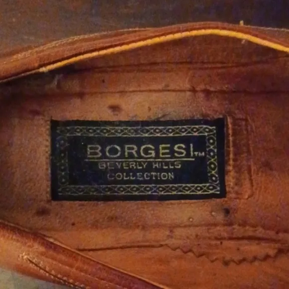 BORGESI Beverly Hills Collection Brown Leather Square Toe Dress Shoes, 9